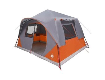 vidaXL Directe Tent 8-persoons Grijs en Oranje Polyester en staal
