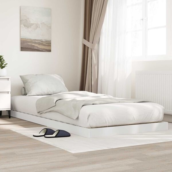 vidaXL Vloer bedframe Wit 100 x 200 cm Bewerkt hout