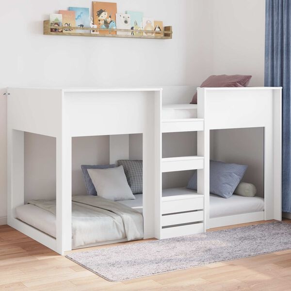 vidaXL Vloer bedframe Wit 100 x 200 cm Bewerkt hout