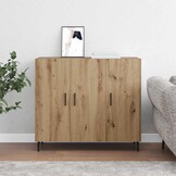 vidaXL Dressoir Artisan Eiken 90 x 34 x 80 cm Bewerkt hout