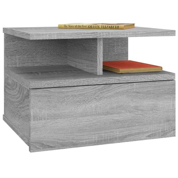 Zwevend Nachtkastje 40x31x27 cm Grijs Sonoma Eiken Bewerkt Hout - 57% Korting