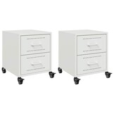 vidaXL Nachtkastjes 2 st 36x39x43,5 cm staal wit