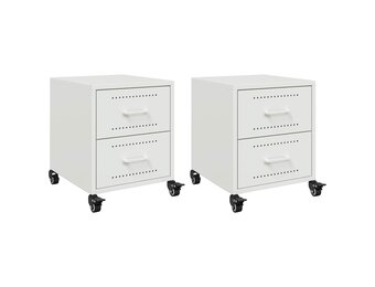 vidaXL Nachtkastjes 2 st 36x39x43,5 cm staal wit