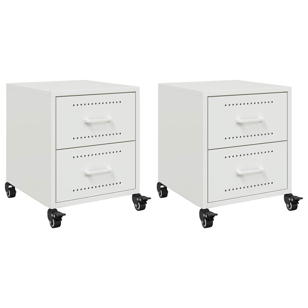 vidaXL Nachtkastjes 2 st 36x39x43,5 cm staal wit