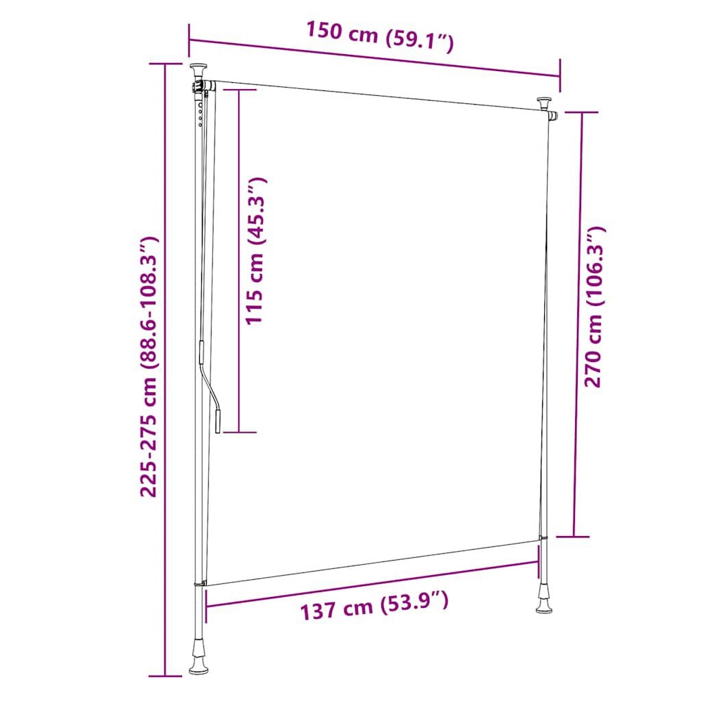 vidaXL Rolgordijn voor buiten 150x270 cm antraciet