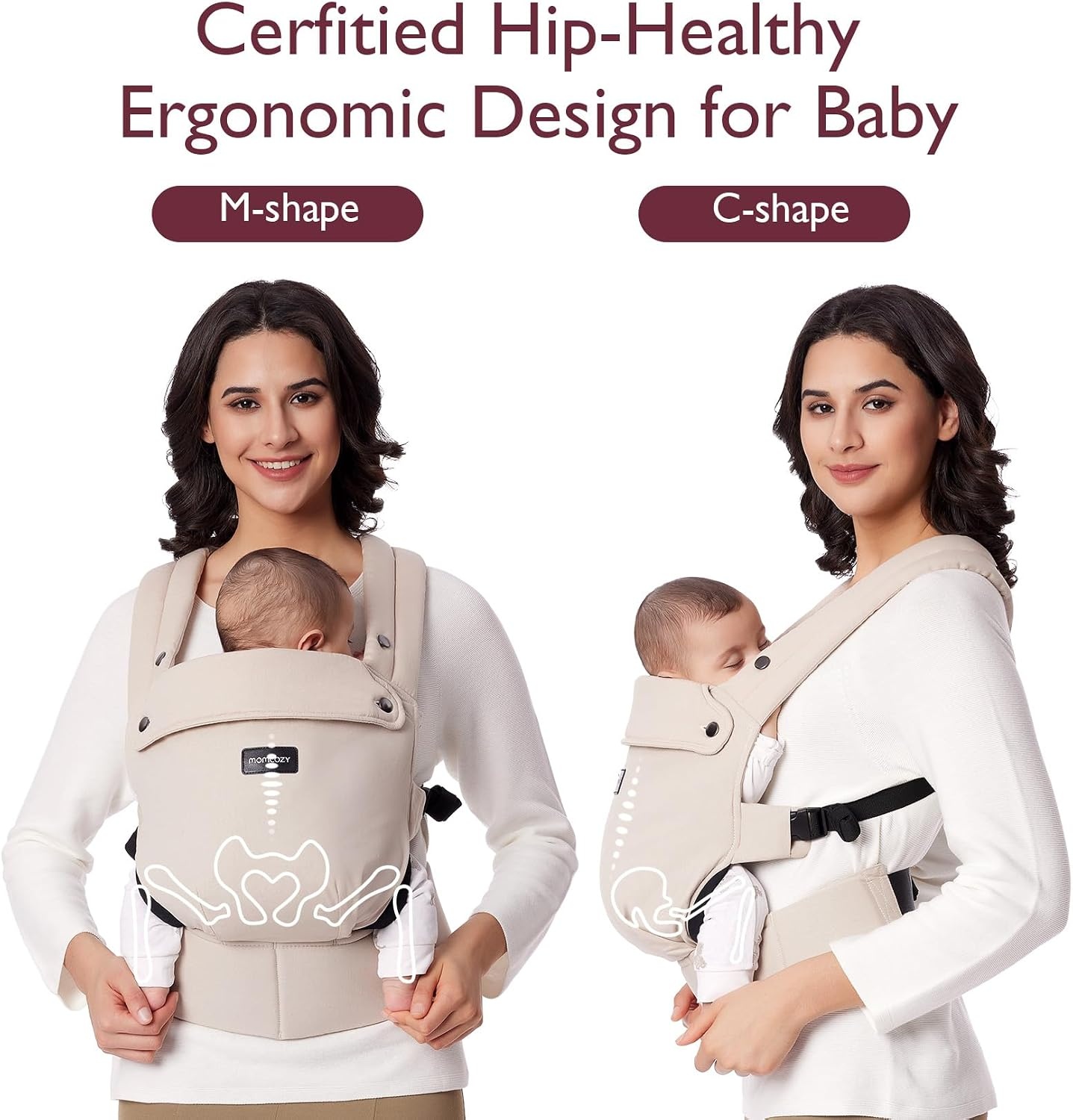 Momcozy Babydrager van pasgeborene tot peuter - een ergonomische, behaaglijke en lichtgewicht draagzak voor 3,2-20 kg, verbeterde lendensteun, Khaki