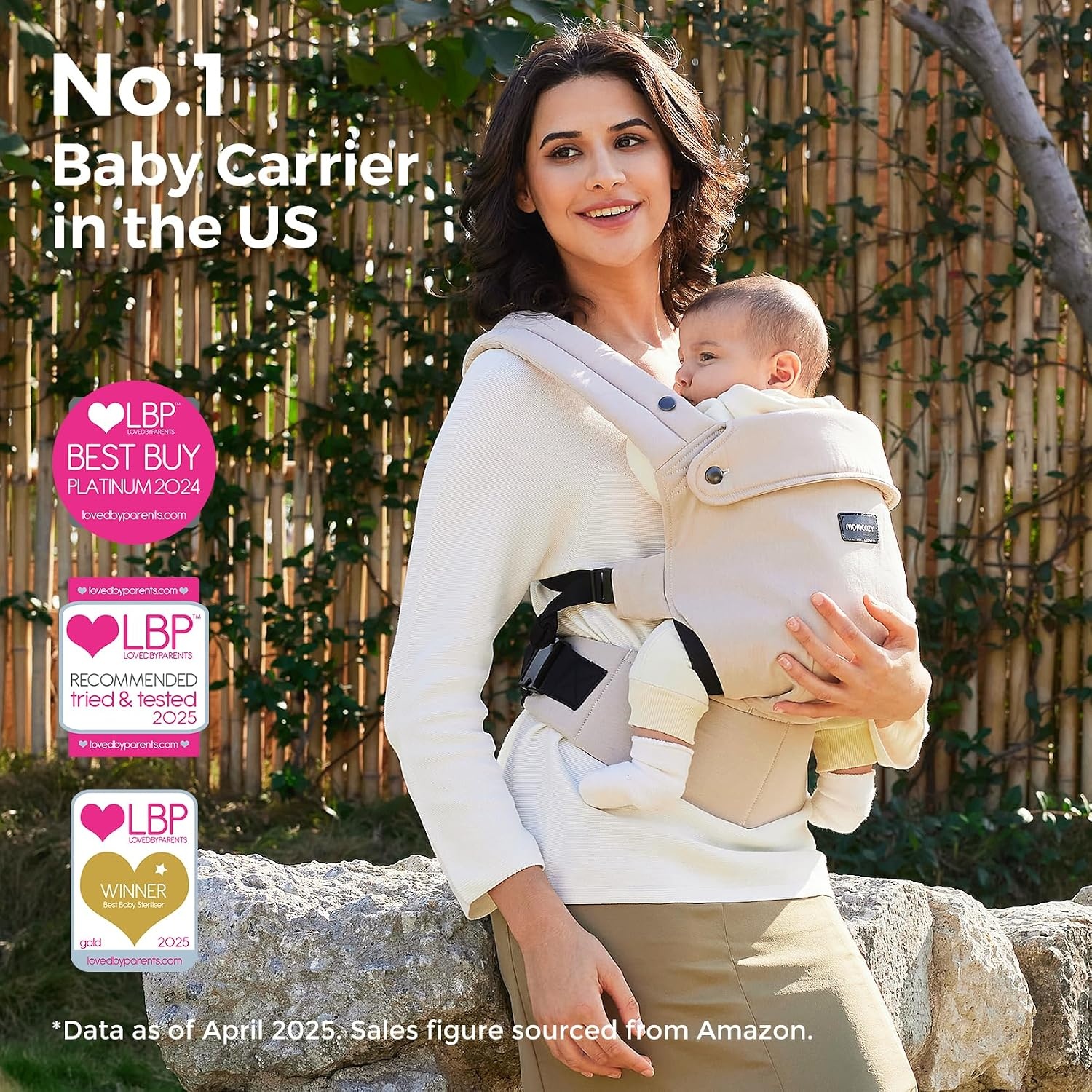 Momcozy Babydrager van pasgeborene tot peuter - een ergonomische, behaaglijke en lichtgewicht draagzak voor 3,2-20 kg, verbeterde lendensteun, Khaki