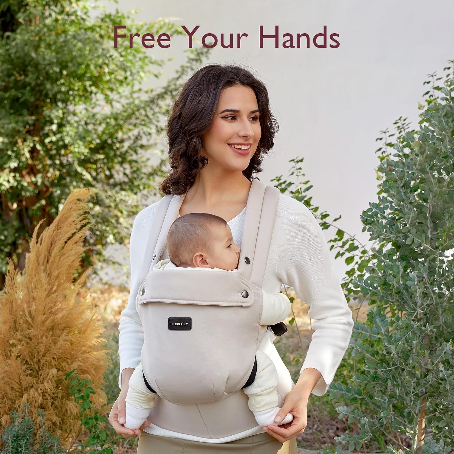 Momcozy Babydrager van pasgeborene tot peuter - een ergonomische, behaaglijke en lichtgewicht draagzak voor 3,2-20 kg, verbeterde lendensteun, Khaki