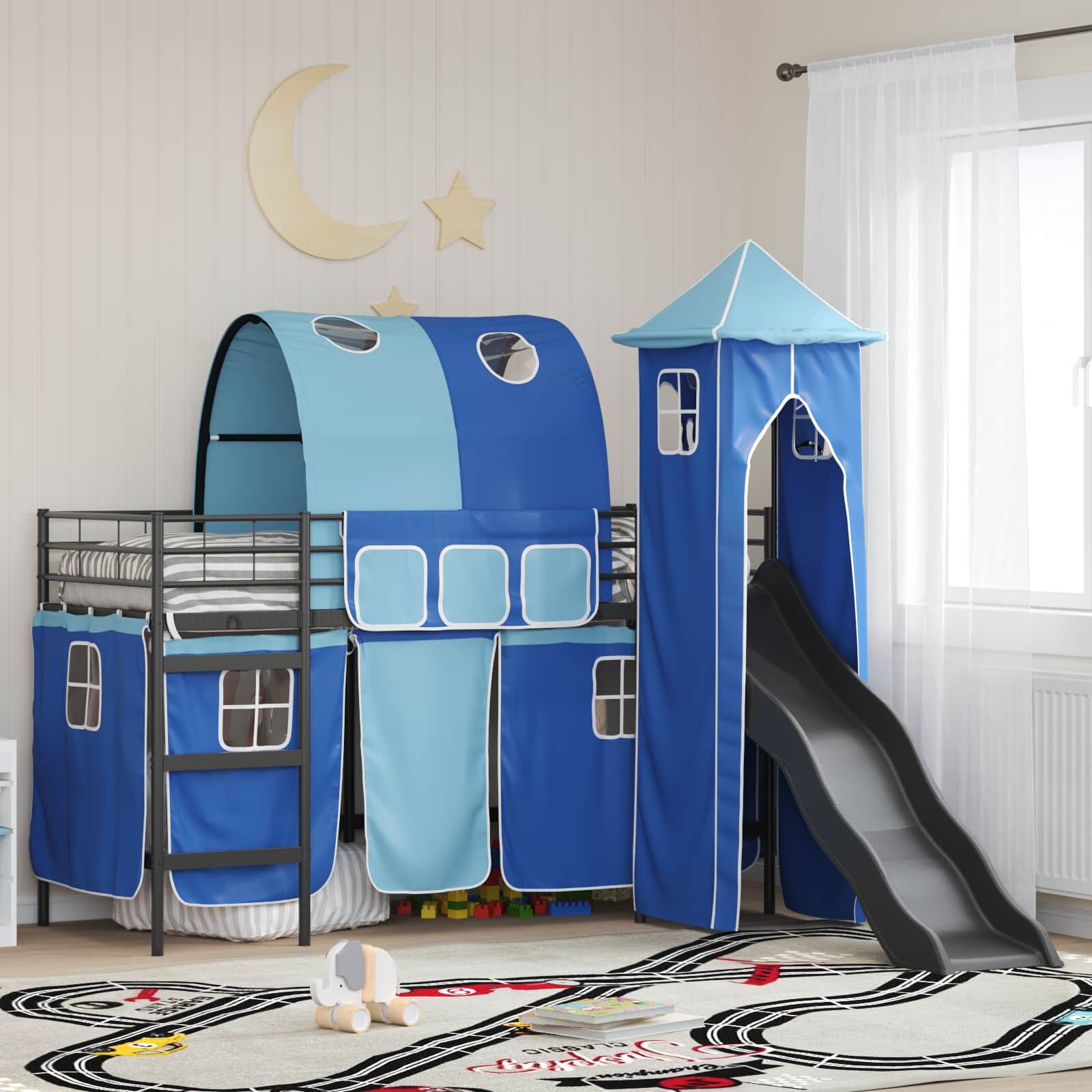 vidaXL Zwart en Blauw 75 x 190 cm