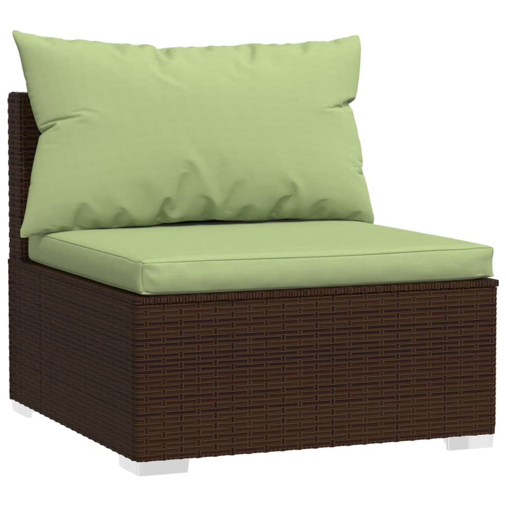 vidaXL Bank 3-zits met kussens poly rattan bruin
