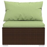 vidaXL Bank 3-zits met kussens poly rattan bruin