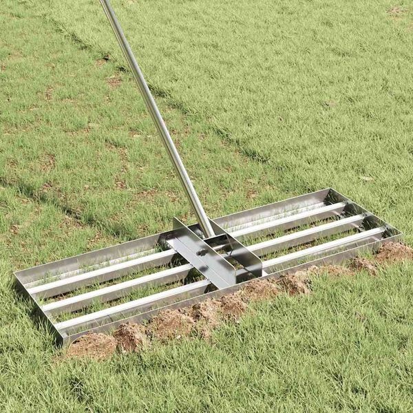 vidaXL Tuin Egalisatie Hark Zilver 75 x 25 x 6 cm Roestvrij staal