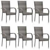 vidaXL Tuinstoelen stapelbaar 6 st poly rattan grijs