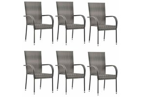 Stapelbare Poly Rattan Tuinstoelen (6 stuks) - Grijs - 63% Korting