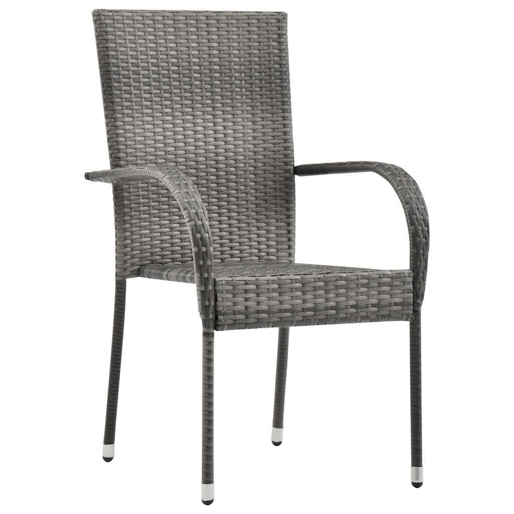 vidaXL Tuinstoelen stapelbaar 6 st poly rattan grijs