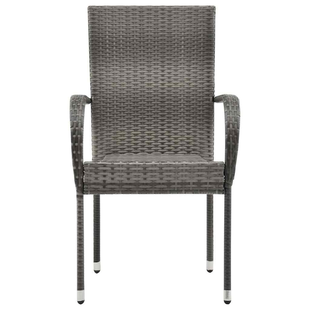 vidaXL Tuinstoelen stapelbaar 6 st poly rattan grijs