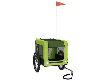 vidaXL Hondenfietstrailer oxford stof en ijzer groen en zwart