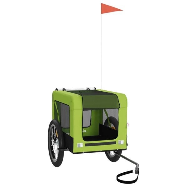 vidaXL Hondenfietstrailer oxford stof en ijzer groen en zwart