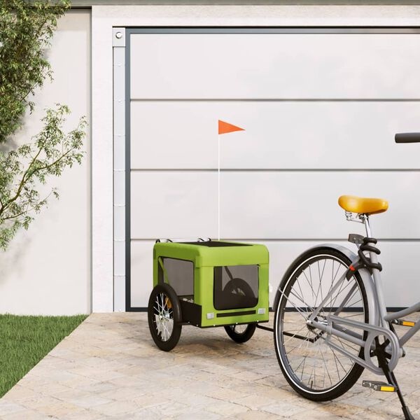 vidaXL Hondenfietstrailer oxford stof en ijzer groen en zwart