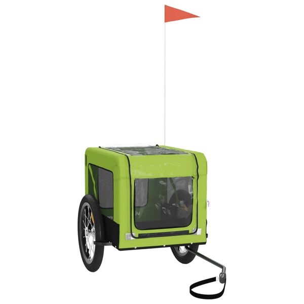 vidaXL Hondenfietstrailer oxford stof en ijzer groen en zwart