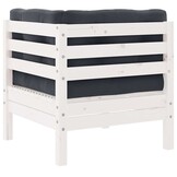 vidaXL Tuinbank 2-zits met kussens massief grenenhout wit