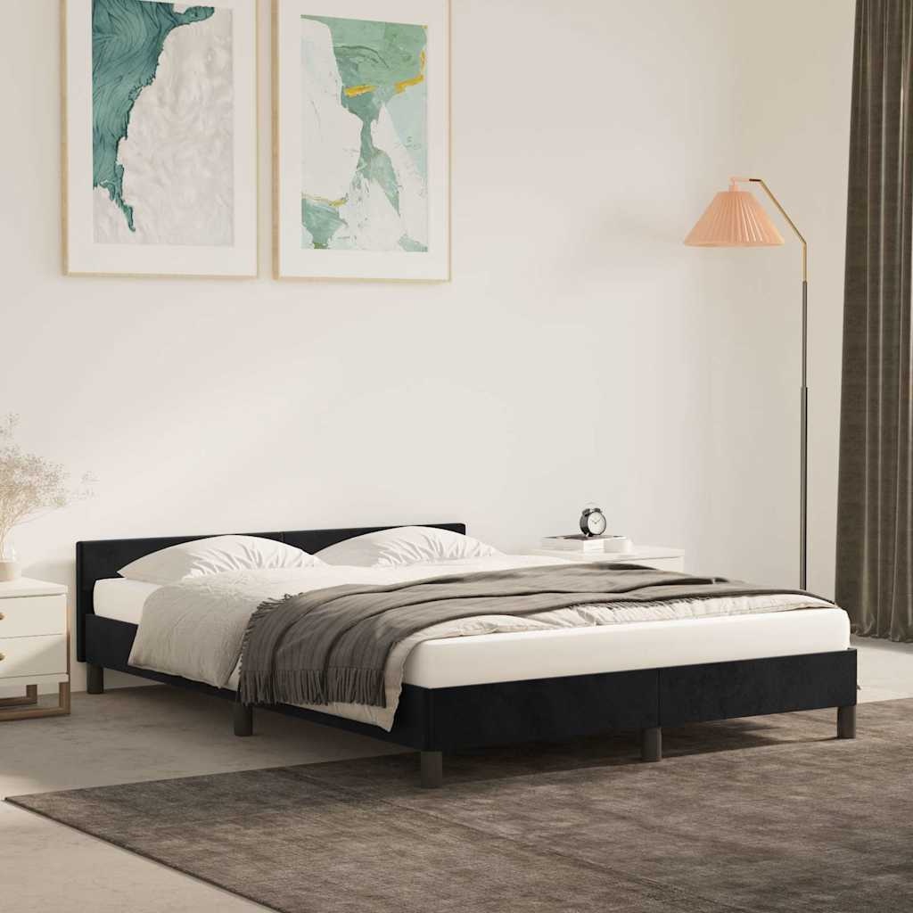 vidaXL Bedframe zonder matras 140x200 cm fluweel zwart