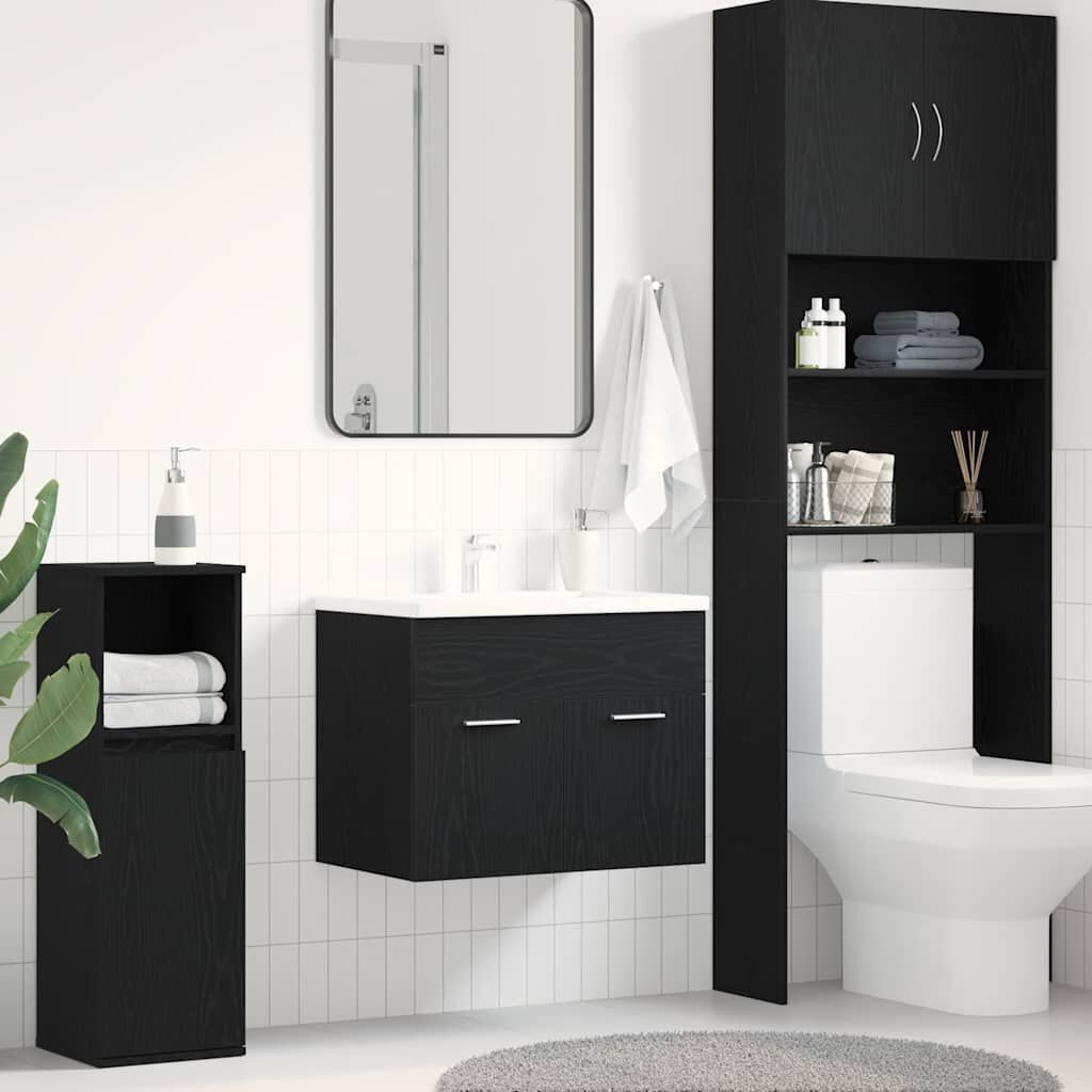 vidaXL Wastafelkast 60x38,5x46 cm bewerkt hout zwart eikenkleurig