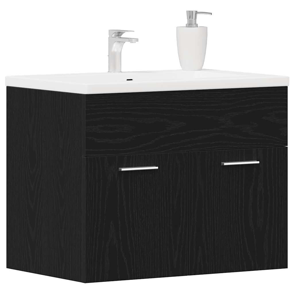 vidaXL Wastafelkast 60x38,5x46 cm bewerkt hout zwart eikenkleurig