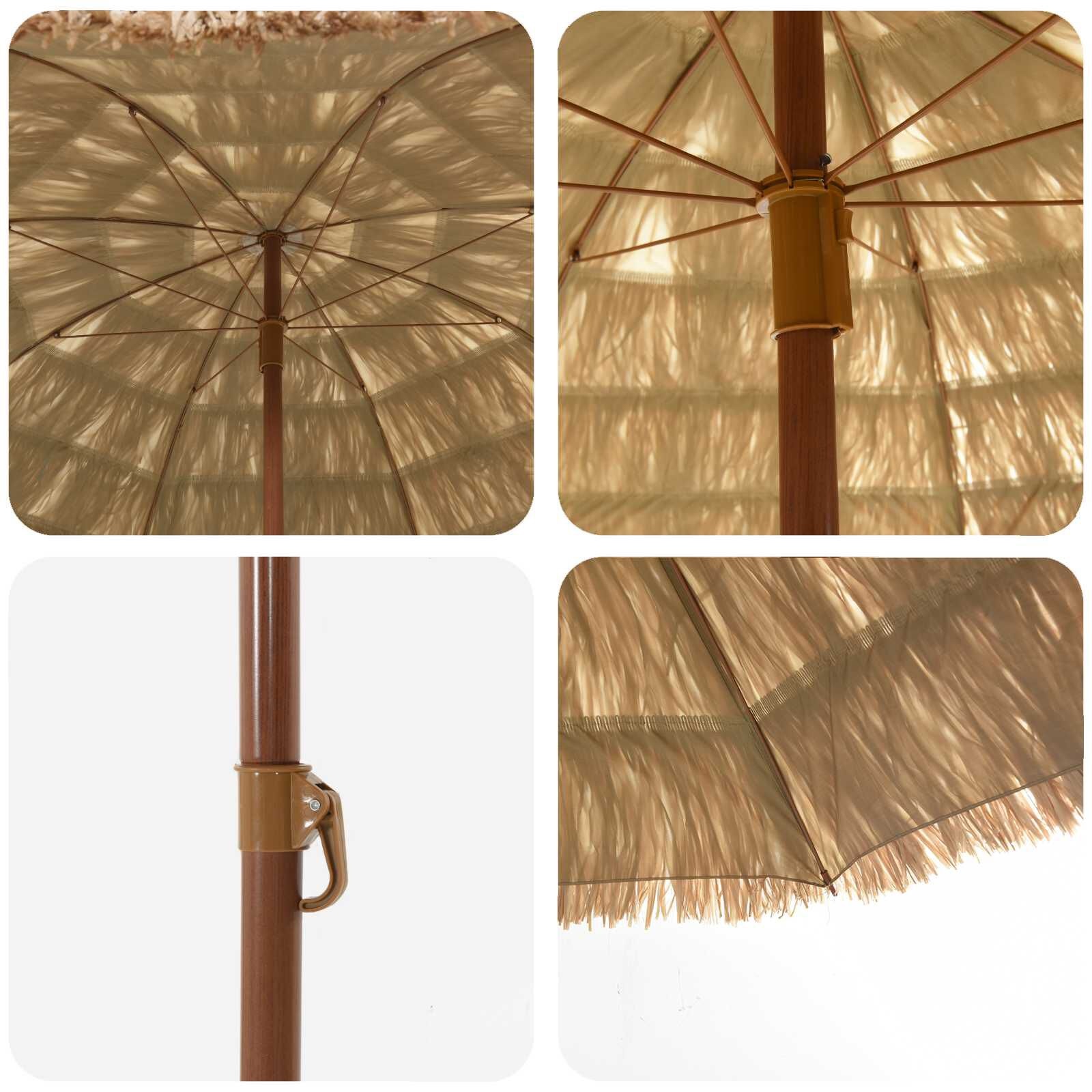vidaXL Strandparasol 255 x 255 x 255 cm Polyester en staal Naturel