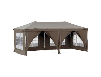 Inklapbare Partytent 3x6 m Taupe met Zijwanden - 35% Korting