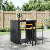 vidaXL Barkrukken 2 st. Zwart Poly Rattan & Massief Acaciahout - 59% Korting