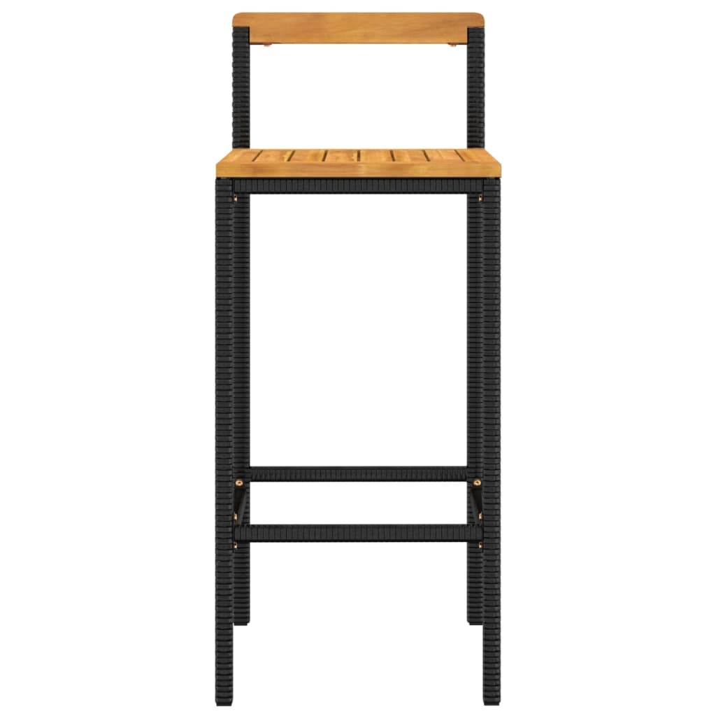 vidaXL Barkrukken 2 st. Zwart Poly Rattan & Massief Acaciahout - 59% Korting