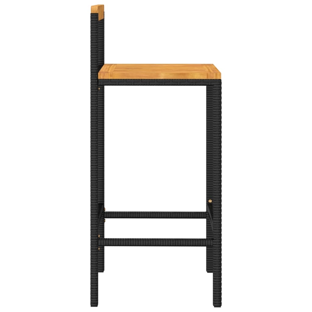 vidaXL Barkrukken 2 st. Zwart Poly Rattan & Massief Acaciahout - 59% Korting