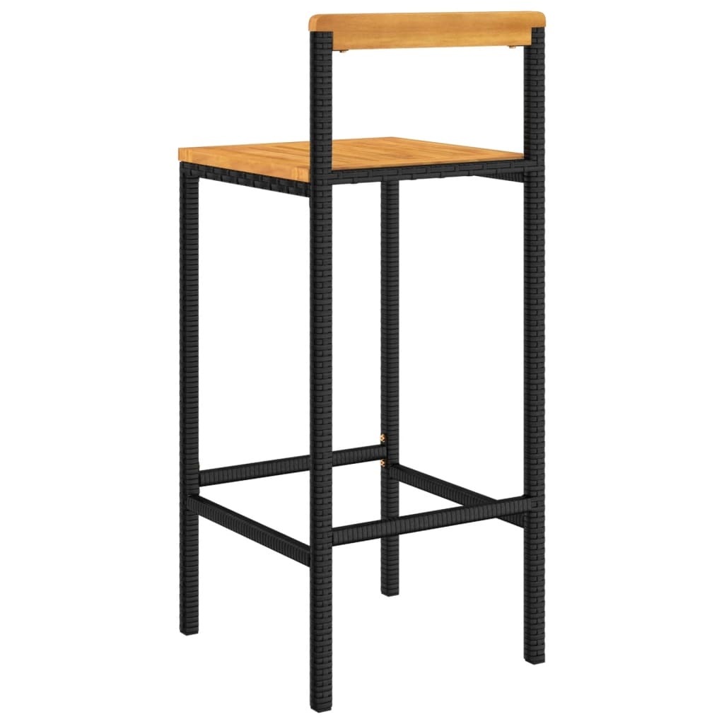vidaXL Barkrukken 2 st. Zwart Poly Rattan & Massief Acaciahout - 59% Korting