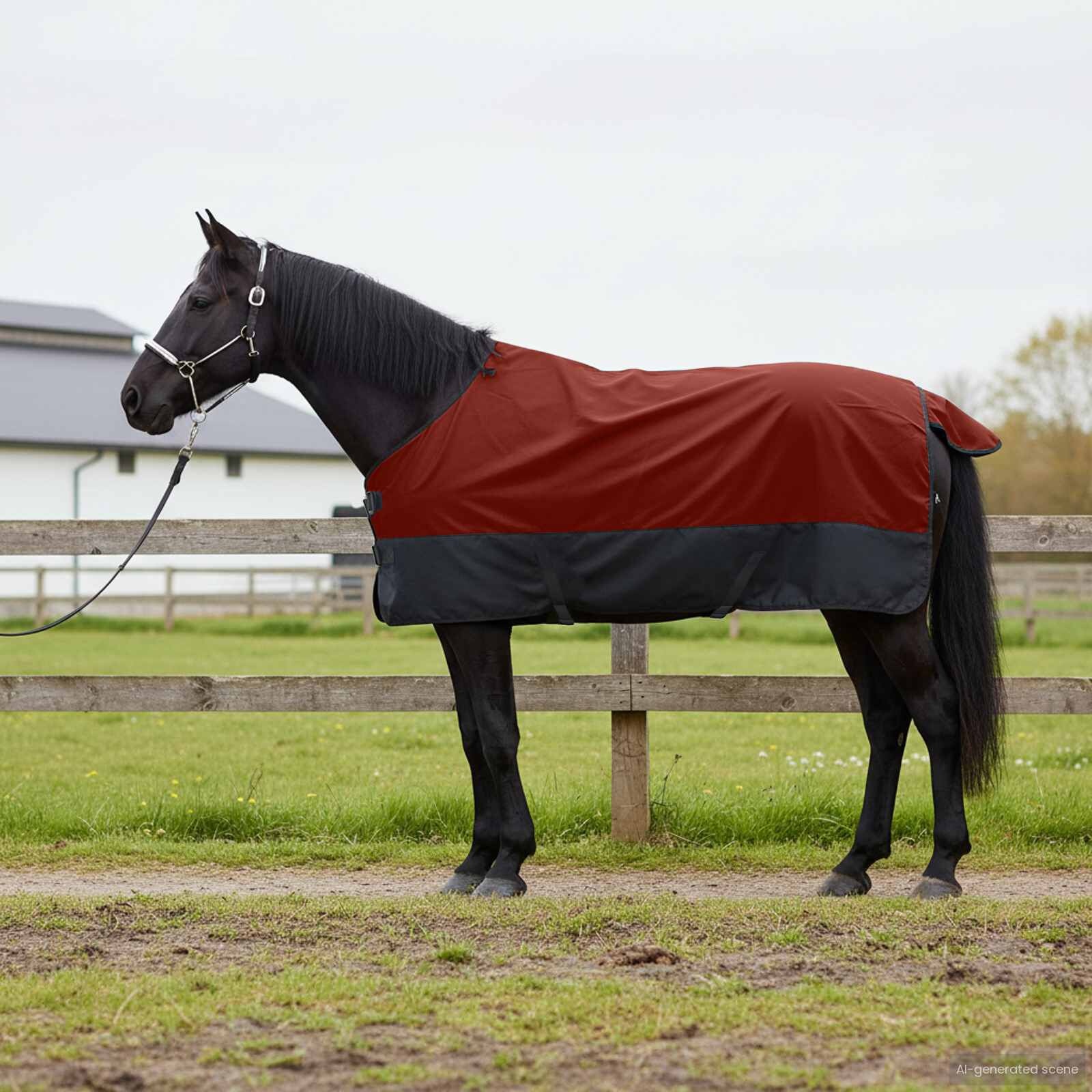 Paardendeken Bordeaux/Zwart 155 cm Polyester - 34% Korting