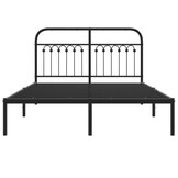 vidaXL Bedframe met hoofdbord metaal zwart 135x190 cm