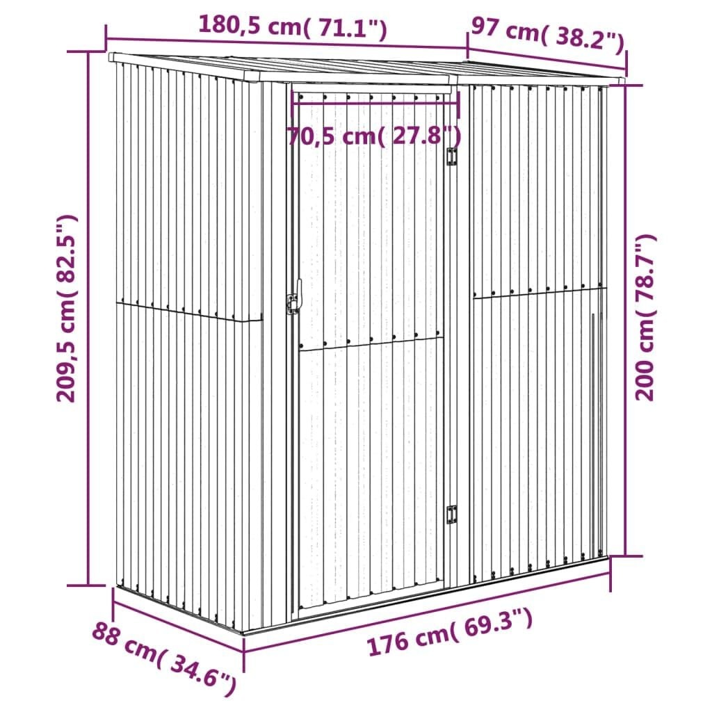 vidaXL Tuinschuur Antraciet Gegalvaniseerd Staal - 180.5x97x209.5 cm - 55% Korting