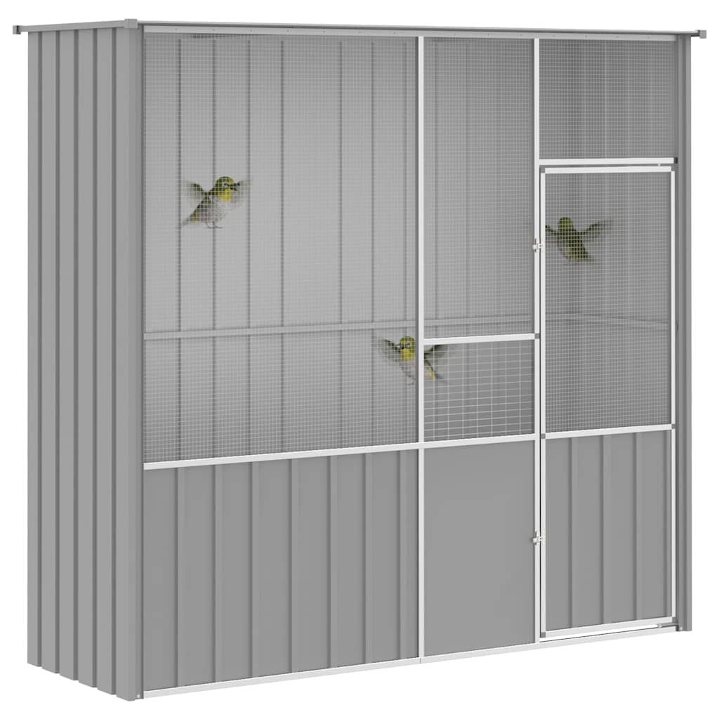 Gegolfde Stalen Vogelkooi Grijs 215x78x200 cm - 35% Korting