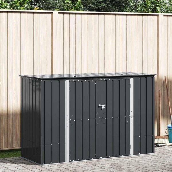vidaXL Tuinopslagdoos Zwart Staal 214x82x132 cm - 35% Korting