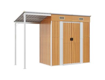 VidaXL Tuinschuur Lichtbruin Staal - 277x110,5x181 cm - 35% Korting