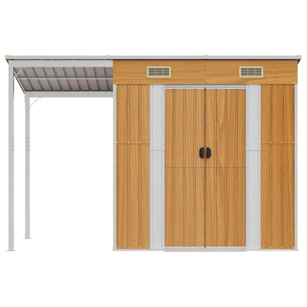 VidaXL Tuinschuur Lichtbruin Staal - 277x110,5x181 cm - 35% Korting