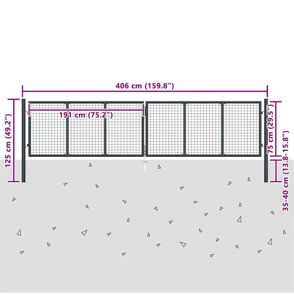 vidaXL Gaaspoort 400x125 cm Grijs - 35% Korting!