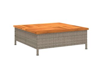 vidaXL Tuintafel 70x70x25 cm Poly rattan & Acaciahout Grijs - 34% Korting