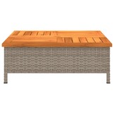 vidaXL Tuintafel 70x70x25 cm Poly rattan & Acaciahout Grijs - 34% Korting