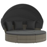 VidaXL Loungebed met Luifel en Kussens, Poly Rattan Grijs - 55% Korting!
