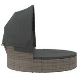 VidaXL Loungebed met Luifel en Kussens, Poly Rattan Grijs - 55% Korting!