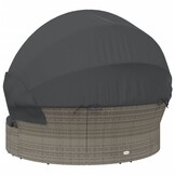 VidaXL Loungebed met Luifel en Kussens, Poly Rattan Grijs - 55% Korting!