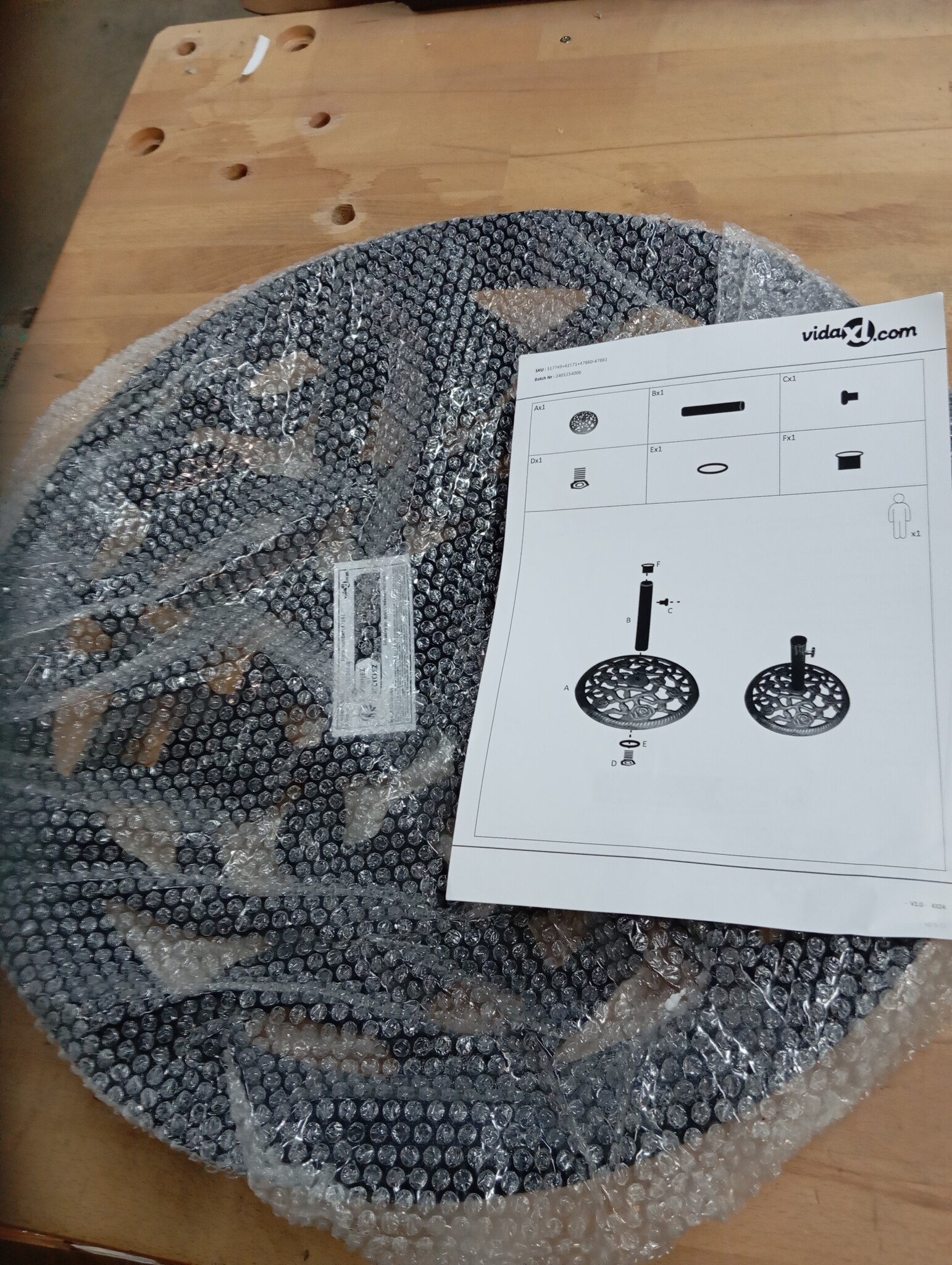 Parasolvoet Gietijzer Brons 12kg - 58% Korting