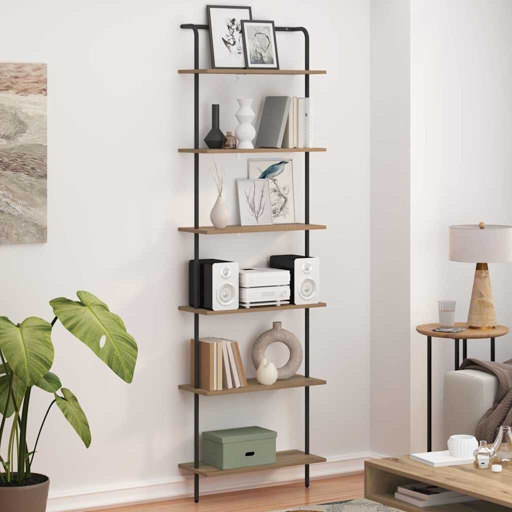 Boekenkast 6-laags 60x24x203 cm Bewerkt Hout Artisan Eiken - 34% Korting