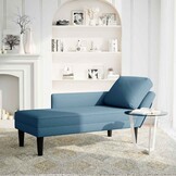 VidaXL Chaise Longue Fluweel Blauw met Kussen & Armleuning - 35% Korting